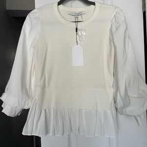 English Factory Puff Sleeve peplum Blouse, Size XS